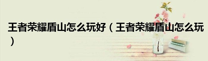 王者榮耀盾山怎么玩好（王者榮耀盾山怎么玩）