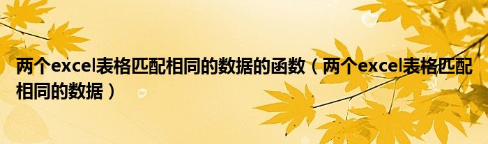 兩個excel表格匹配相同的數(shù)據(jù)的函數(shù)（兩個excel表格匹配相同的數(shù)據(jù)）