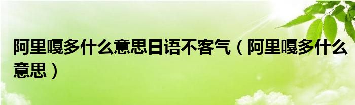 阿里嘎多什么意思日語不客氣（阿里嘎多什么意思）