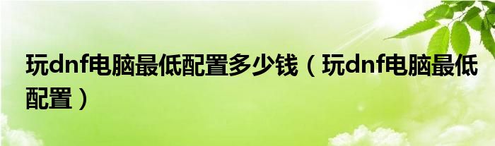 玩dnf電腦最低配置多少錢（玩dnf電腦最低配置）