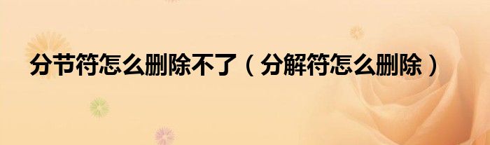 分節(jié)符怎么刪除不了（分解符怎么刪除）