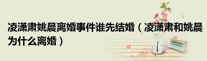 凌瀟肅姚晨離婚事件誰(shuí)先結(jié)婚（凌瀟肅和姚晨為什么離婚）