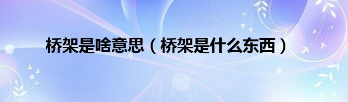 橋架是啥意思（橋架是什么東西）