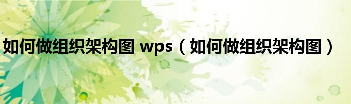 如何做組織架構(gòu)圖 wps（如何做組織架構(gòu)圖）