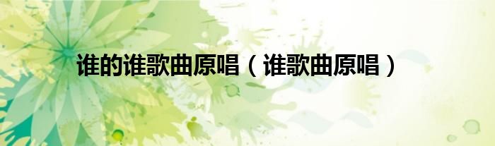 誰的誰歌曲原唱（誰歌曲原唱）