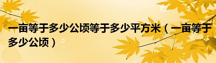 一畝等于多少公頃等于多少平方米（一畝等于多少公頃）