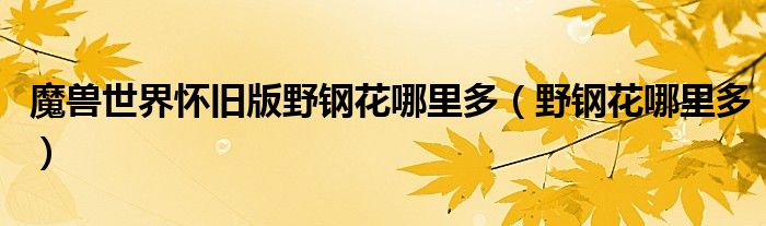 魔獸世界懷舊版野鋼花哪里多（野鋼花哪里多）