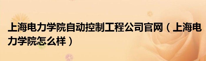 上海電力學院自動控制工程公司官網(wǎng)（上海電力學院怎么樣）