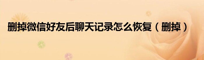 刪掉微信好友后聊天記錄怎么恢復(fù)（刪掉）