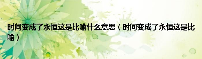 時(shí)間變成了永恒這是比喻什么意思（時(shí)間變成了永恒這是比喻）