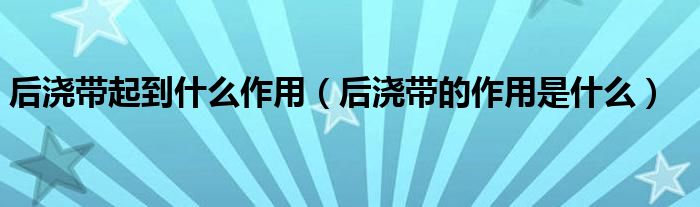 后澆帶起到什么作用（后澆帶的作用是什么）