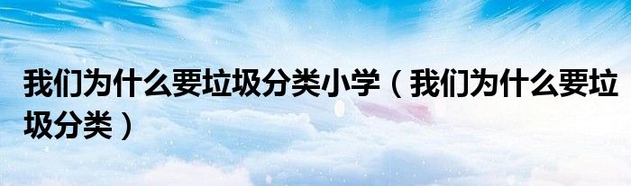 我們?yōu)槭裁匆诸?lèi)小學(xué)（我們?yōu)槭裁匆诸?lèi)）