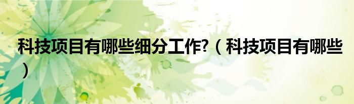 科技項目有哪些細分工作?（科技項目有哪些）