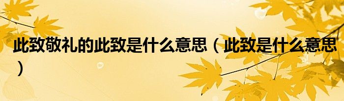 此致敬禮的此致是什么意思（此致是什么意思）
