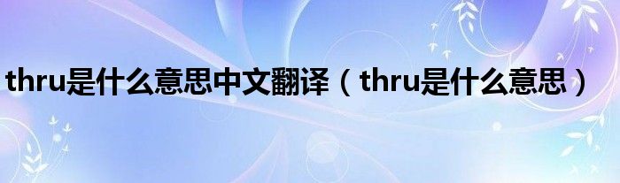 thru是什么意思中文翻譯（thru是什么意思）