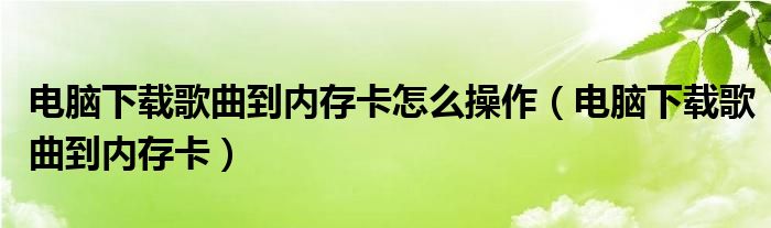 電腦下載歌曲到內(nèi)存卡怎么操作（電腦下載歌曲到內(nèi)存卡）