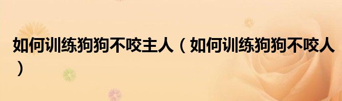 如何訓(xùn)練狗狗不咬主人（如何訓(xùn)練狗狗不咬人）