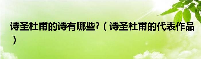 詩圣杜甫的詩有哪些?（詩圣杜甫的代表作品）