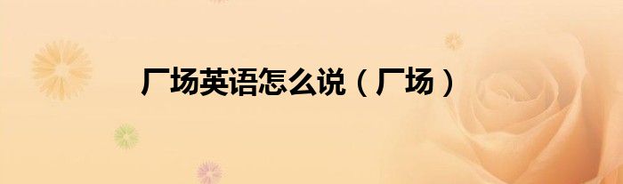 廠場英語怎么說（廠場）