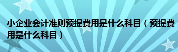 小企業(yè)會計準則預提費用是什么科目（預提費用是什么科目）