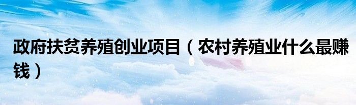 政府扶貧養(yǎng)殖創(chuàng)業(yè)項目（農(nóng)村養(yǎng)殖業(yè)什么最賺錢）