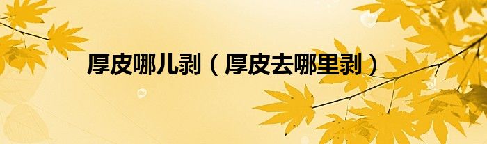 厚皮哪兒剝（厚皮去哪里剝）
