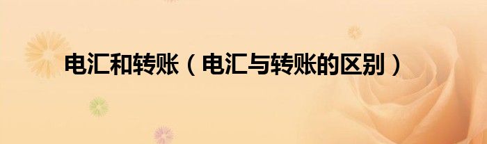 電匯和轉(zhuǎn)賬（電匯與轉(zhuǎn)賬的區(qū)別）