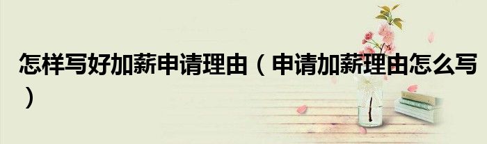 怎樣寫好加薪申請(qǐng)理由（申請(qǐng)加薪理由怎么寫）