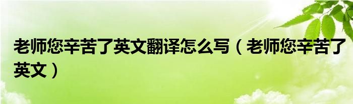老師您辛苦了英文翻譯怎么寫（老師您辛苦了英文）