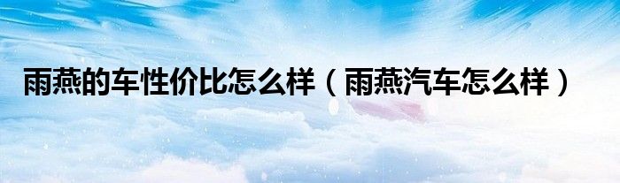 雨燕的車性價比怎么樣（雨燕汽車怎么樣）