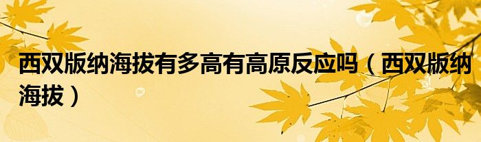 西雙版納海拔有多高有高原反應(yīng)嗎（西雙版納海拔）