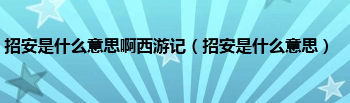 招安是什么意思啊西游記（招安是什么意思）