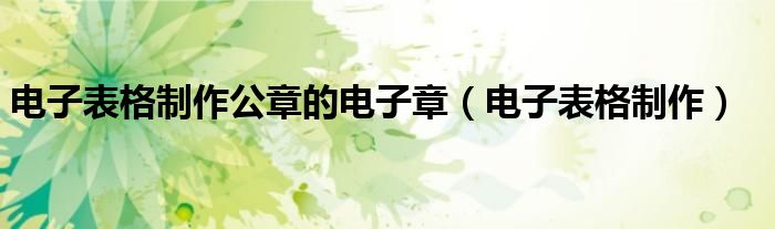 電子表格制作公章的電子章（電子表格制作）