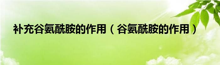 補充谷氨酰胺的作用（谷氨酰胺的作用）