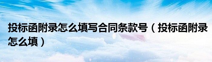 投標(biāo)函附錄怎么填寫合同條款號（投標(biāo)函附錄怎么填）