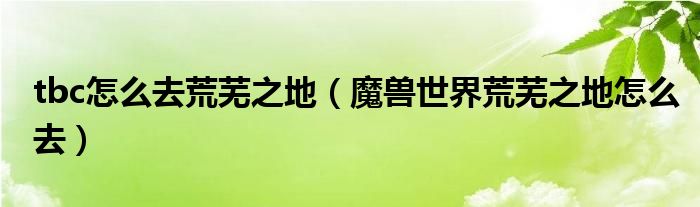 tbc怎么去荒蕪之地（魔獸世界荒蕪之地怎么去）