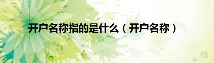 開戶名稱指的是什么（開戶名稱）