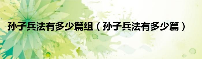 孫子兵法有多少篇組（孫子兵法有多少篇）