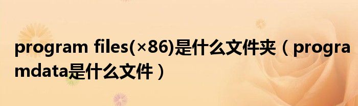 program files(×86)是什么文件夾（programdata是什么文件）