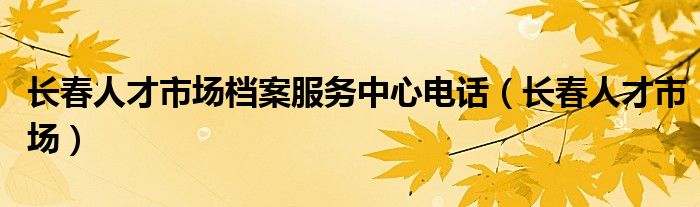 長春人才市場檔案服務(wù)中心電話（長春人才市場）