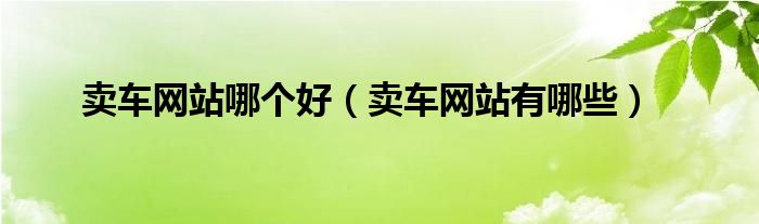 賣車網(wǎng)站哪個好（賣車網(wǎng)站有哪些）