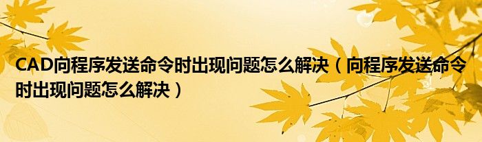 CAD向程序發(fā)送命令時出現(xiàn)問題怎么解決（向程序發(fā)送命令時出現(xiàn)問題怎么解決）