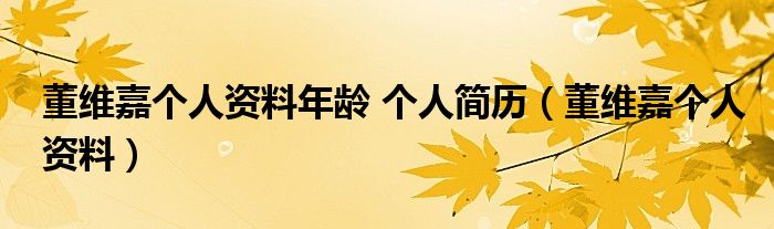 董維嘉個人資料年齡 個人簡歷（董維嘉個人資料）