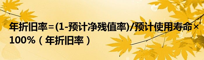 年折舊率=(1-預(yù)計凈殘值率)/預(yù)計使用壽命×100%（年折舊率）