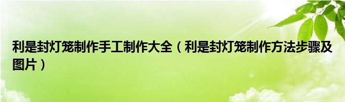 利是封燈籠制作手工制作大全（利是封燈籠制作方法步驟及圖片）