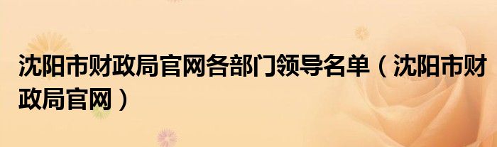 沈陽(yáng)市財(cái)政局官網(wǎng)各部門(mén)領(lǐng)導(dǎo)名單（沈陽(yáng)市財(cái)政局官網(wǎng)）