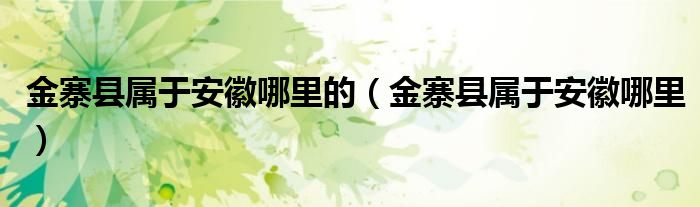 金寨縣屬于安徽哪里的（金寨縣屬于安徽哪里）