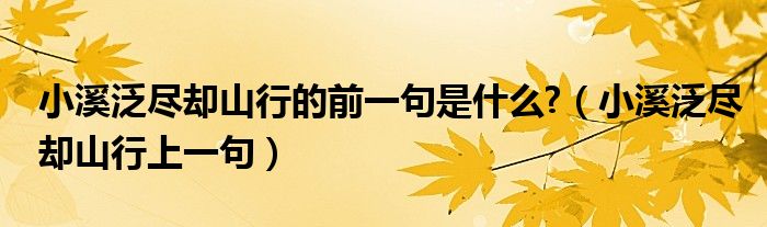 小溪泛盡卻山行的前一句是什么?（小溪泛盡卻山行上一句）