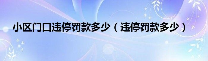 小區(qū)門口違停罰款多少（違停罰款多少）