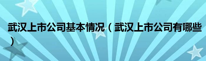 武漢上市公司基本情況（武漢上市公司有哪些）